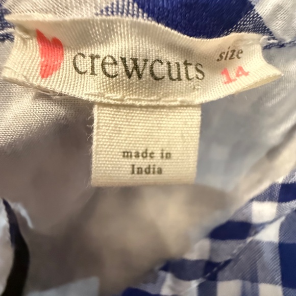 J. Crew Crewcuts Girls Gingham Navy Dress Embroidered Lined Sz 14 Summer/Fall - Picture 8 of 11